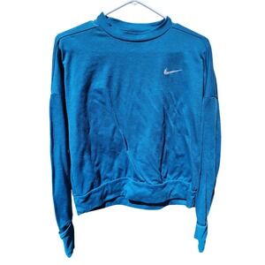 Nike Womens Teal Blue Long Sleeve Training Top Running Shirt‎ Thumbholes Small